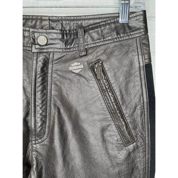 Harley Davidson Women's 8 Vapor Mixed Media Heavy Leather Moto Riding Pant Black - Picture 6 of 9